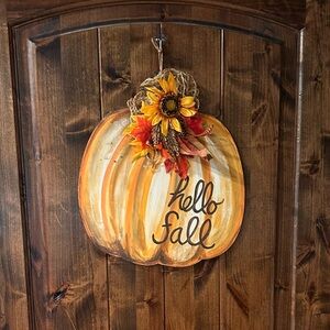 Hello Fall Pumpkin Door Sign
